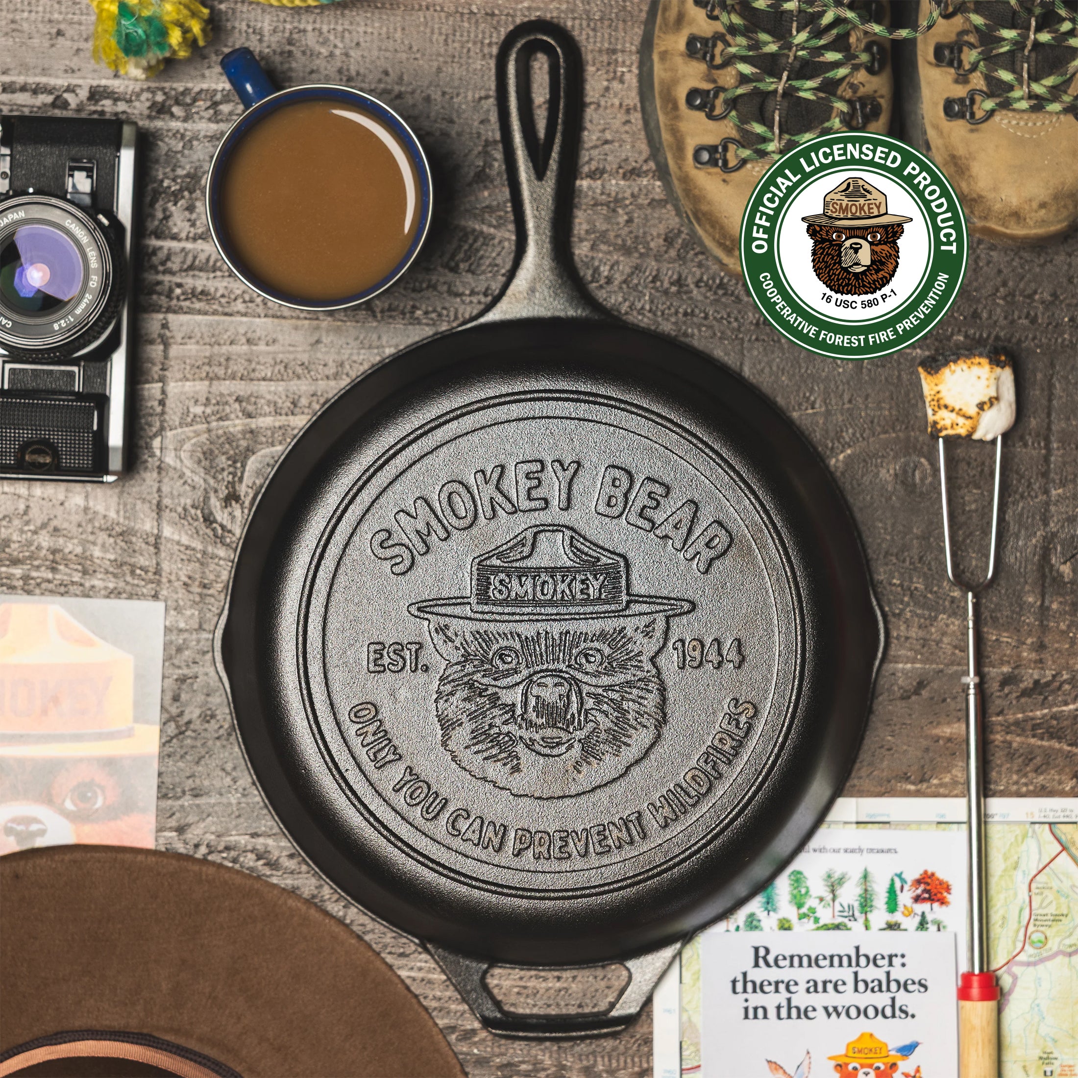 10.25 Inch Seasoned Cast Iron Smokey Bear Skillet